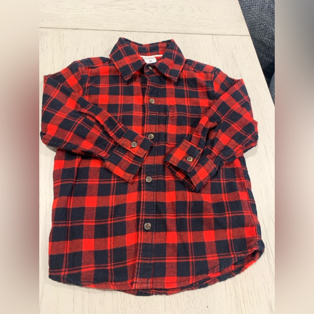Carter's Vibrant Plaid Button Down Shirts - Red and Orange / Jean & Sweat-pant - Picture 12 of 14